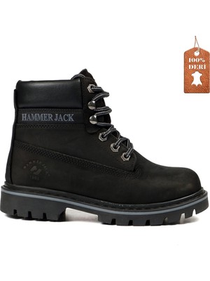 Hammer Jack 102 16600-G Siyah Crazy Kadın Hakiki Deri Bot