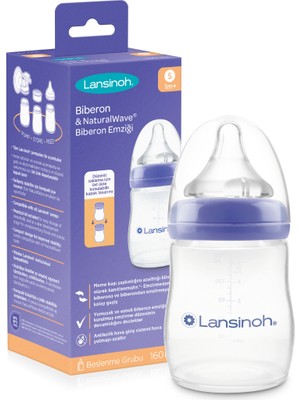 Lansinoh 160 ml Biberon & NaturalWave® Biberon Emziği (1 Ay+)