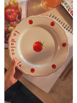 Rakle x Bengi Kurtcebe Pomodoro Stoneware 4'lü Servis Tabağı Seti 28 cm