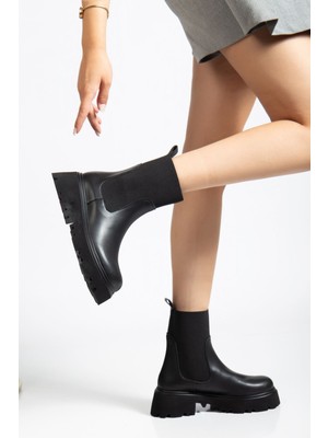 Etiler Collection K-815 Siyah Lastikli Yüksek Tabanlı Günlük Kadın Bot