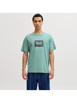 Jack & Jones Erkek Gögüs Logo Baskili Tisört - Rain