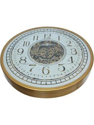 Costurera Çarklı Duvar Saati Sarıoksit Akar Mekanizmalı Dekoratif Hediyelik