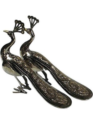 Costurera Tavuskuşu 2'li Set Biblo Pirinç Dekoratif Hediyelik