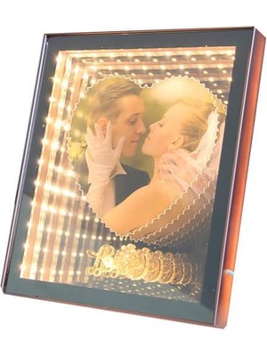 Costurera Ayna LED Li Çerçeve LED Işıklı Kalpli Fotoğraf Çerçevesi