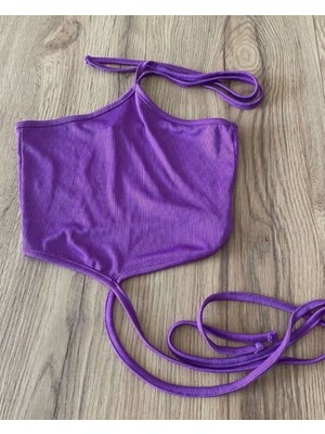 İnci Mabel Butik Siyah Halter Yaka Ip Bağlama Crop