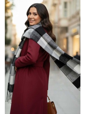 Tezzgelsin Kadın Premium Soft Ekose Buklet Atkı Ekose Şal Atkı