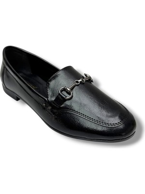 Cakgo C-Shoes 228-26 Yıkama Cilt Deri Ince Metal Toka Kadın Ayakkabı