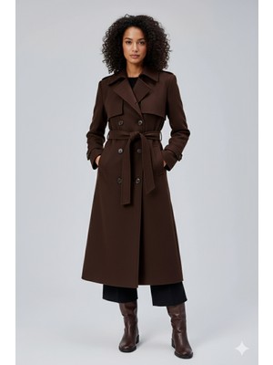 Bolivente Acı Kahve Regular Rüzgarlık Detaylı Kaşe Kaban