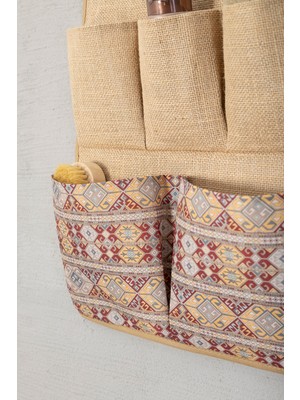 5 Cepli Etnik Baskılı Çok Amaçlı Askılı Duvar Tipi Dolap Içi Banyo Mutfak Düzenleyici Organizer 35X45