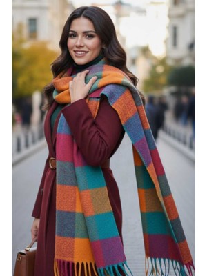 Tezzgelsin Kadın Premium Soft Ekose Buklet Atkı Ekose Şal Atkı