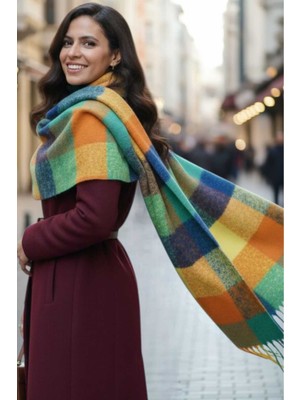Tezzgelsin Kadın Premium Soft Ekose Buklet Atkı Ekose Şal Atkı