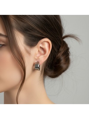 Mare Accessories Unısex Silver Titanyum Halka Küpe