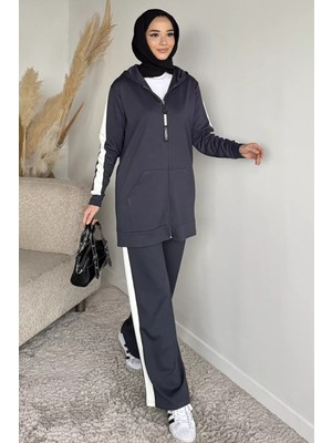 Julude Tesettür Fermuarlı Kapüşonlu Tunik Pantolon Ikili Takım P-00019755