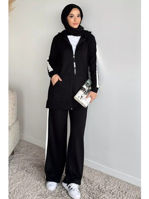 Julude Tesettür Fermuarlı Kapüşonlu Tunik Pantolon Ikili Takım P-00019755