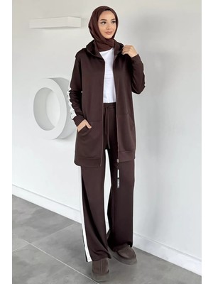 Julude Tesettür Fermuarlı Kapüşonlu Tunik Pantolon Ikili Takım P-00019755