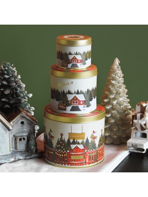 Sarkap Home Yılbaşı Caddesi 3’lü Metal Saklama Kutusu Seti