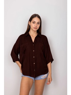 Cepli Salaş Gömlek Koyu Kahve T1010