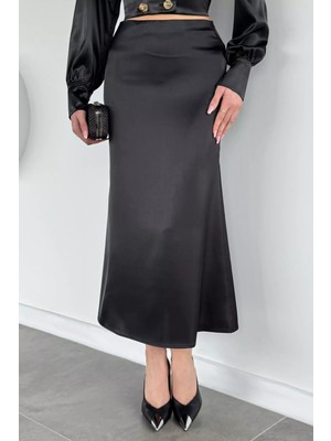 Gülseli Kadın Uzun Saten Etek P-00019814