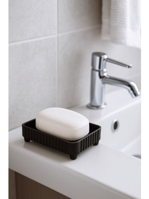 Sas Banyo Takımı Diş Fırçalık Sıvı Sabunluk Katı Sabunluk 3'lü Set Siyah