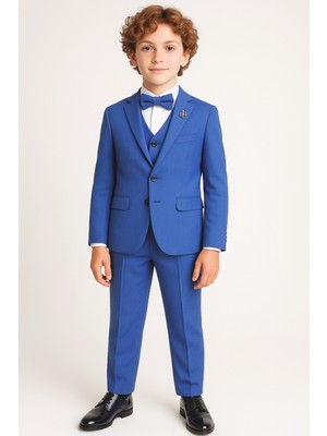 Ahengim Erkek Çocuk Rozetli Papyonlu Ceketli 4’lü Set Takım Elbise AK2840