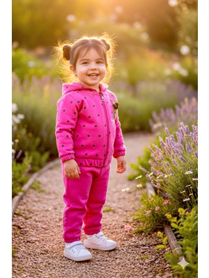 Babymod Puantiyeli Kapüşonlu Ikili Kız Bebek Eşofman Takımı