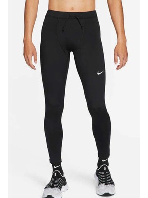 Nike Power Dri-Fit Challenger Reflektörlü Tam Buhar Bariyeri Cepli Siyah Erkek Tayt