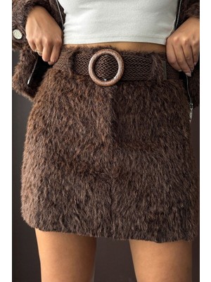 H1Style Etek Tüylü Kemerli Kısa