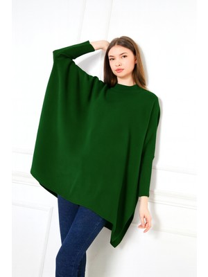 Comstar Kadın Yandan Yırtmaçlı Oversize Panço Kazak