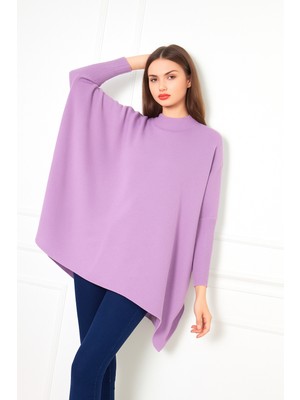 Comstar Kadın Yandan Yırtmaçlı Oversize Panço Kazak