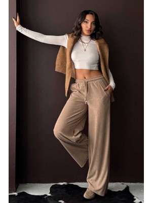 H1Style Bol Kesim Kadife Pantolon Fitilli