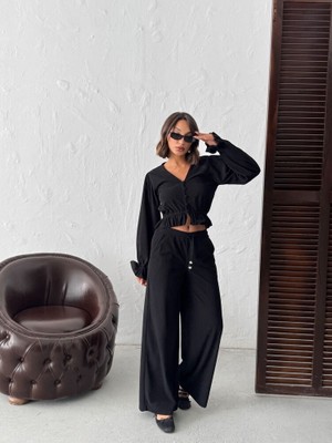 H1Style Bol Kesim Kadife Pantolon Fitilli