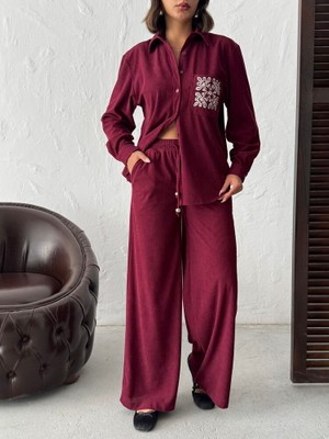 H1Style Bol Kesim Kadife Pantolon Fitilli