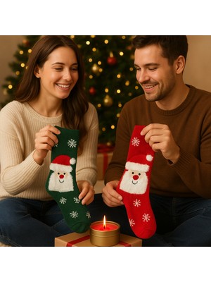 Medy Store Yeni Yıl Hediye Seti - Parfüm Kokulu Noel Baba Çorapları & Gül Aromalı Mum & Çikolatalar