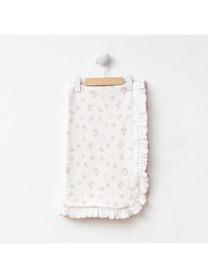 Eda Baby Şık Fırfırlı Çiçek Desenli Bebek Battaniyesi %100 Pamuk