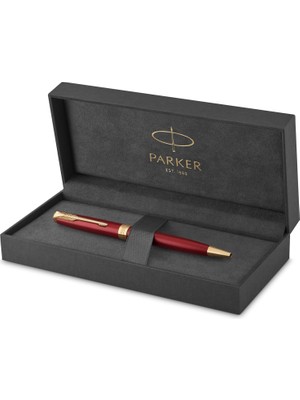 Parker Sonnet Lake Kırmızı Altın Tasarımlı Tükenmez Kalem, Orta Kalınlıkta Uç, Mavi Mürekkep