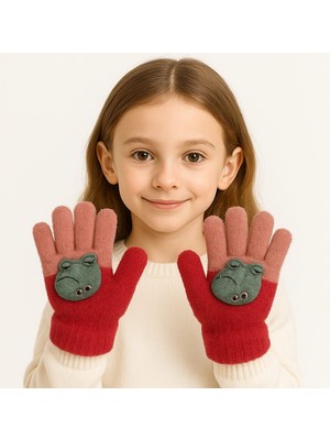 Gigi Giyim Üstü Figürlü Çift Renk Kız Çocuk Yumoş Eldiven