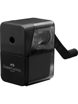 Faber-Castell Masaüstü Kollu Kalemtıraş, Siyah, 8.4 mm Çaplı, Çocuk Korumalı, Kurşun ve Boya Kalemle