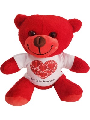 Costurera Kalpli Seni Seviyorum Tişörtlü Kırmızı Ayıcık Peluş Ayı