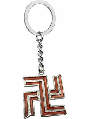 Herşey Nota Kırmızı Kadim Şans ve Bereket Sembolü Figürlü Unisex Anahtarlık – Antik, Spiritüel ve Mistik Tasarım