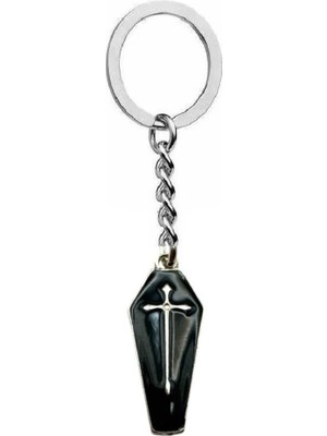 Herşey Nota Siyah Gotik Haçlı Tabut Unisex Anahtarlık – Antik ve Mistik Tasarım