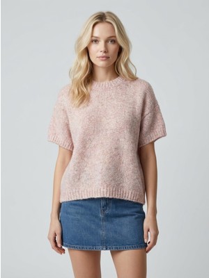 Qoolest Kadın Bordo Yumuşak Dokulu Yünlü Kısa Kollu Triko Kazak