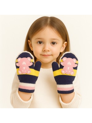 Gigi Giyim Üstü Desenli Tek Parmak Kız Çocuk Eldiven