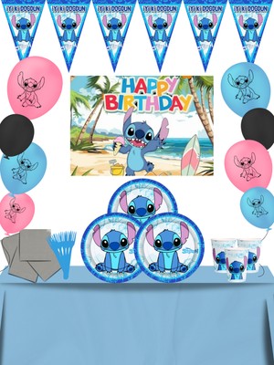 snowparty Stich Stitch Lilo ve Stiç Afişli Doğum Günü Parti Süsleri Seti