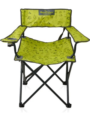XL Kamp Sandalyesi - Yeşil - Metal Malzeme ile Katlanabilir Konforlu Tasarım 55X55X85 cm