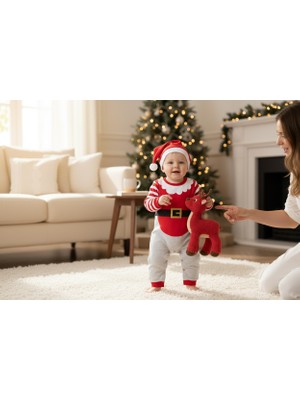 Donino Baby Şapkalı Noel Baba Tulum