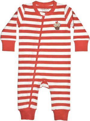 Organickid Coffee Bebek Kiremit Rengi Fermuarlı Tulum