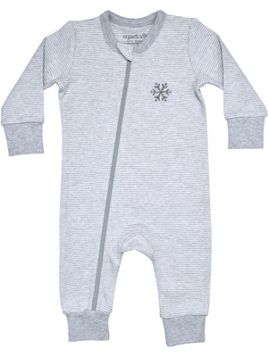 Organickid Gray Star Bebek Gri Fermuarlı Tulum