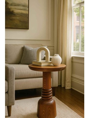 Doğal Meşe Masif Tekli Yan Sehpa Modern Mantar Sehpa Modeli