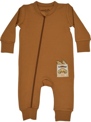 Organickid Cosy Bebek Kum Rengi Fermuarlı Tulum