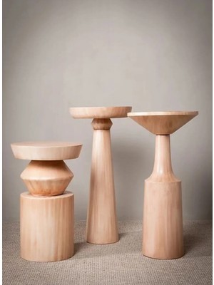 3'lü Fiskos Yan Sehpa Timeless Mantar Sehpa - Trio Series